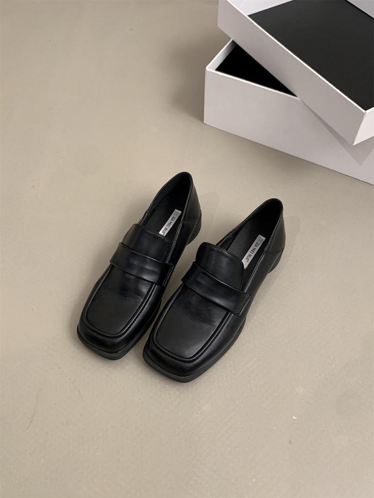 Casual Driving Penny Loafers Shoes Thick Heel Slip-On Shoes for Women Retro Worker Shoes British Style Pumps Zapatos De Mujer