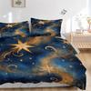 3pcs Golden Celestial Dance Bedding Set, Includes Quilt Cover and Pillowcases, Suitable for All Seasons