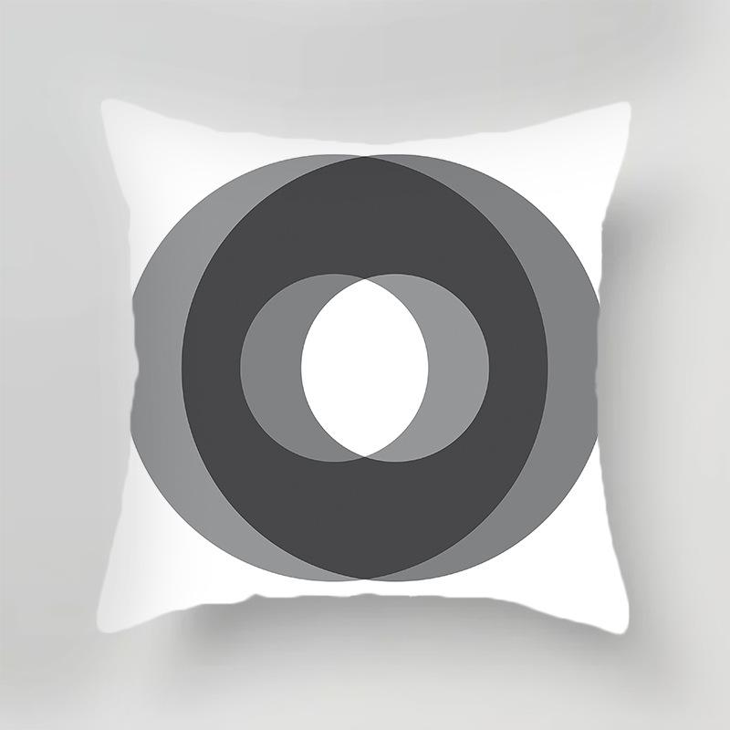 Black White Gray Geometric Series Printed Pattern Square Cushion Cover for Home Living Room Sofa Office Decoration Pillowcase