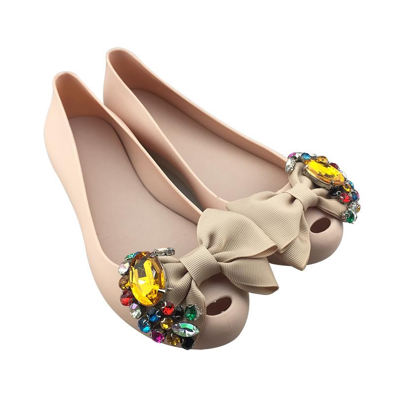 Summer Rhinestone Bow Flat Bottom Shallow Mouth Fashionable And Comfortable Casual Jelly Single Shoes Women S Shoes 36 2090₽