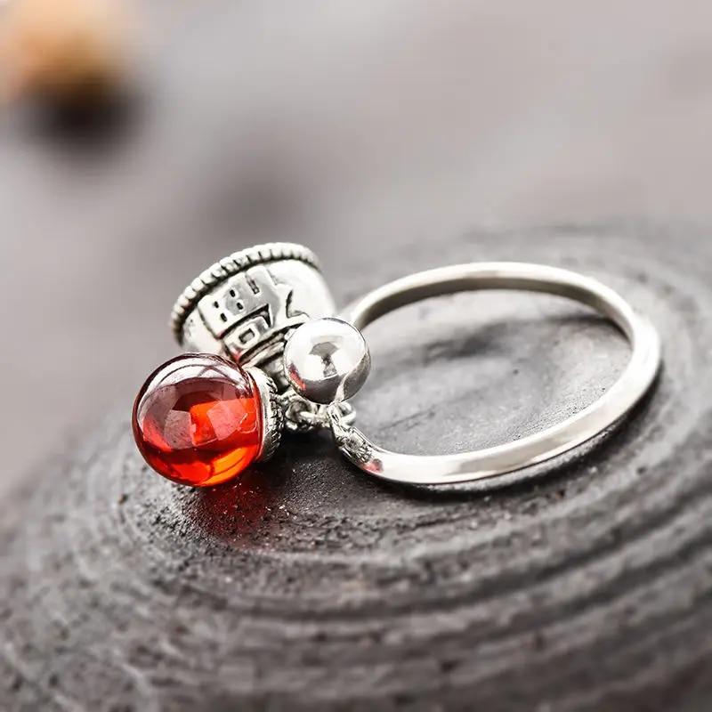 Japansk og koreansk Trendy Ny Sølv Retro Lucky Cat Bell Åpning Justerbar Ring Kvinne Pekefinger Gave