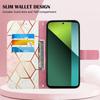 For Xiaomi Redmi Note 13 Pro 5G/Poco X6 5G Leather Case with Shoulder Strap Marble Pattern Phone Stand Cover