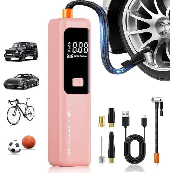 Tire Inflator Portable Air Compressor –Auto Shut-Off, Cordless Rechargeable Digital Car Tire Pump For Car, Motorcycle, Bicycle & Balls