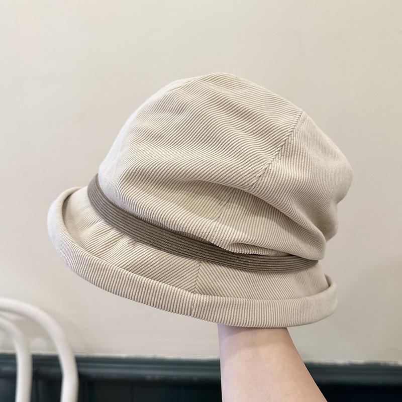 Autumn New Corduroy Fisherman Hat Korean Style Women's Fashion Versatile Pile Hat Warm Basin Hat Casual and Small Face