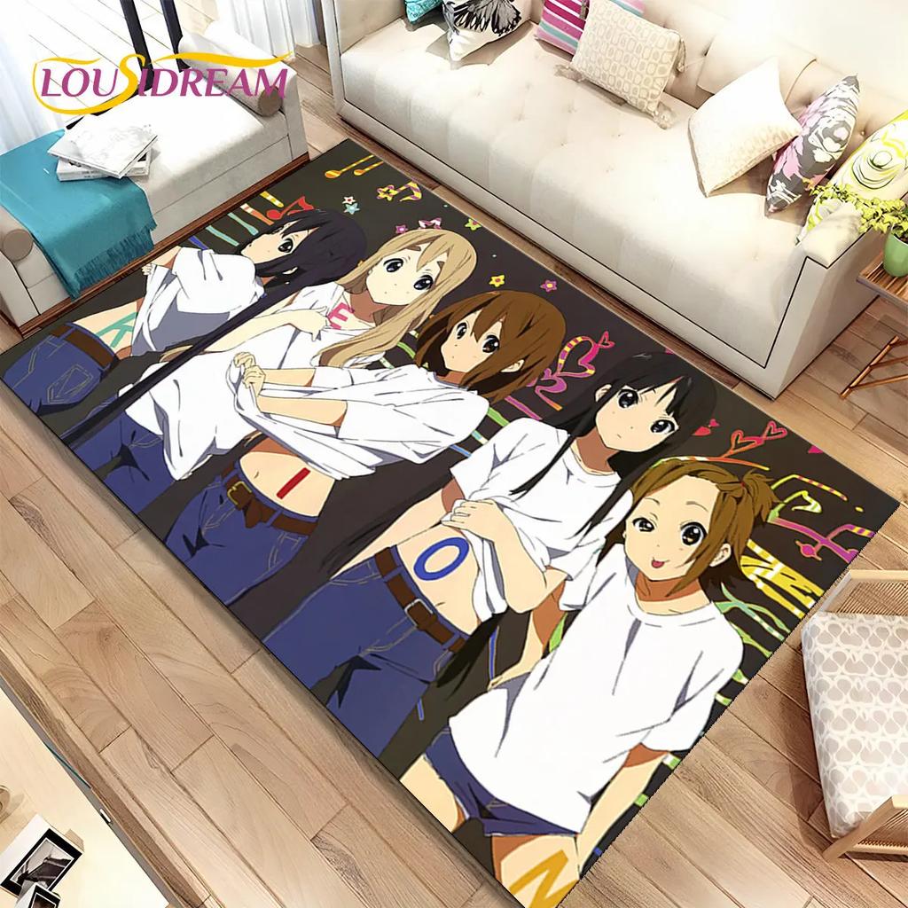 K-ON Cartoon Cute Lolita Kawaii Girls Area Rug,Carpet Rug for Living Room Bedroom Sofa Doormat Decoration, Non-slip Floor Mat 3D