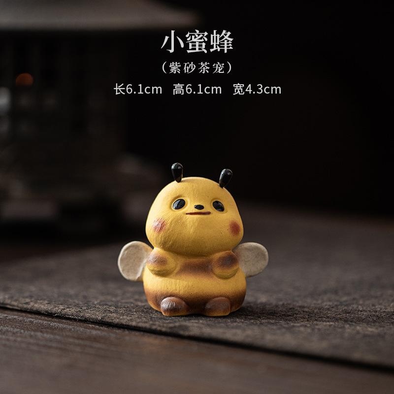 

Purple Clay Cute Cartoon Little Bee Tea Pet Creative Flowerpot Landscaping Tea Figurine Play Toys Tea Statue Ornaments Craft