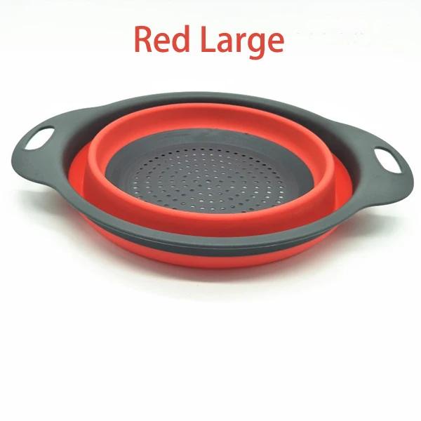 Collapsible Drainer with Handle, Foldable Silicone Colander, Fruit and Vegetable Washing Basket, Kitchen Tools Strainer
