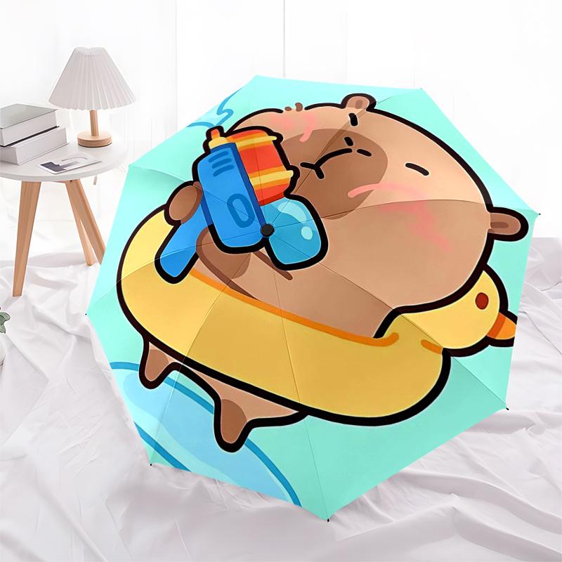 Capybara Themed Travel Umbrella-8 Ribs Automatic Opening and Closing, Portable Folding Design, Compact and Stylish Umbrella Suitable for Out