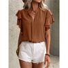Summer New European And American V-neck Flying Sleeve Shirt Slim Fit And Slimming Chiffon Top