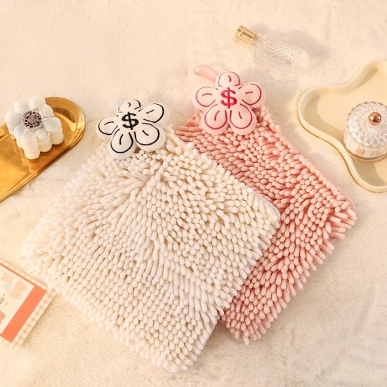 Chenille Hanging Hand Towel Quick Drying Soft Absorbent Fuzzy Ball Hand Towel with Hanging Rope for Home Bathroom Kitchen