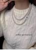 Natural Mother-of-Pearl Necklace with 925 Silver Sapphire Clasp, High Luster Shell Pearls, and Australian White Pearls.