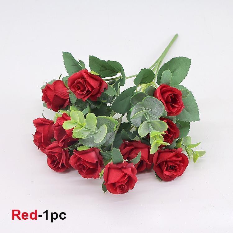 11 Heads Eucalyptus Little Rose Home Decoration Wedding Decoration Artificial Flower Plastic Flower