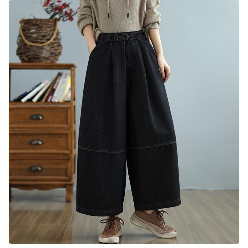 DIMANAF 2025 Herbst Winter Jeans Damen Übergröße Verdicken Futter Vintage Baumwoll-Denim Lange Hosen Unterteile