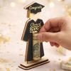 Graduation Wooden Money Holder Stand Class of 2026 Figure with Graduation Cap Diploma Display for Graduation Season Gift
