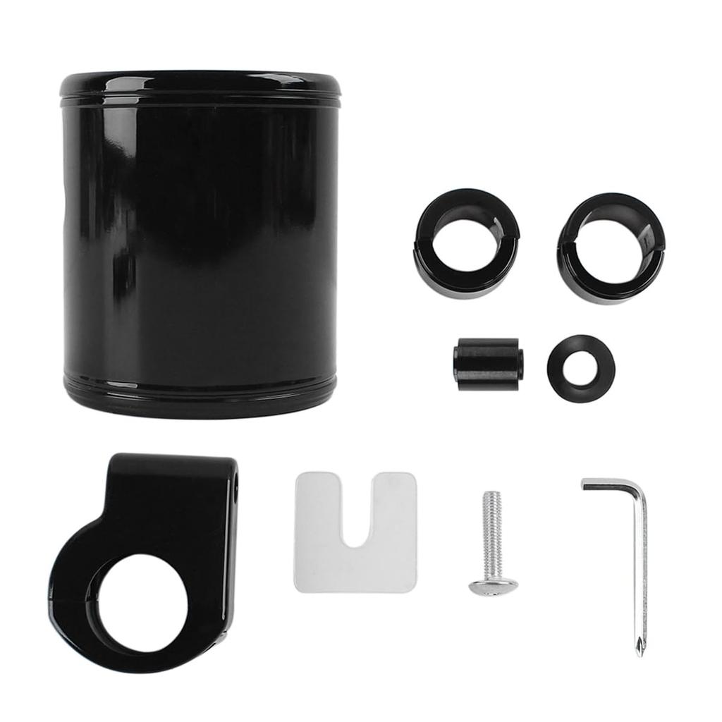 AQIMY Motorcycle Drink Holder, Universal Fits 22-32mm Handlebars, 360-Degree Rotation, Black Foam, Non-Slip Design, Fits Water Bottles and Mugs, Black