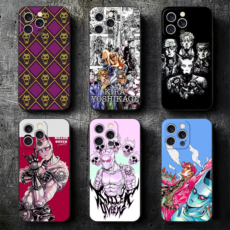 JoJo Adventure Killer Queen Soft Phone Case for iPhone 16 16E 17 Air 15 Pro Max 14 Plus 13 Mini 11 12 7 Black Cover Back Shell