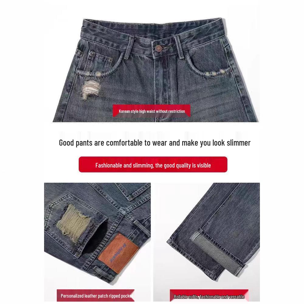 Spring 2024 High-Waisted Light Wide-Leg Jeans for Women: New Slimming, Loose Straight-Leg Design