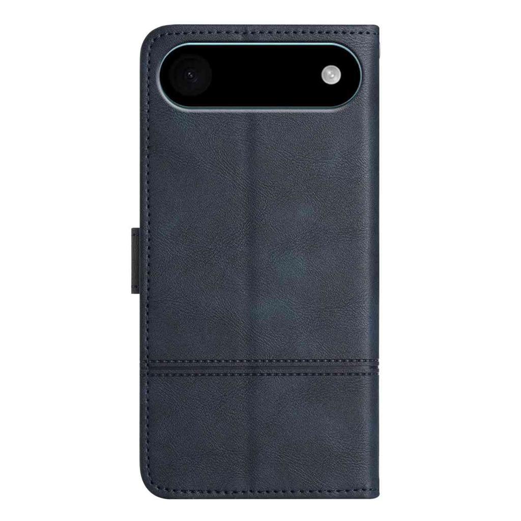 For iPhone 17 Air Wallet Case Line Imprinted Cowhide Texture PU Leather Phone Cover