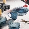 LOVWISH Tasse aus tintenblauem Glas mit Henkel