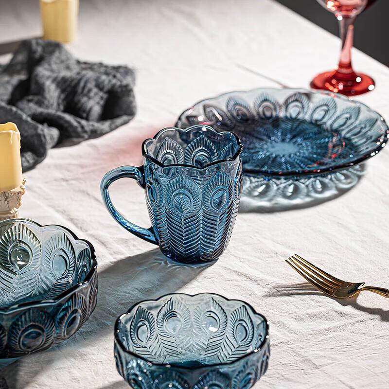 LOVWISH Tasse aus tintenblauem Glas mit Henkel