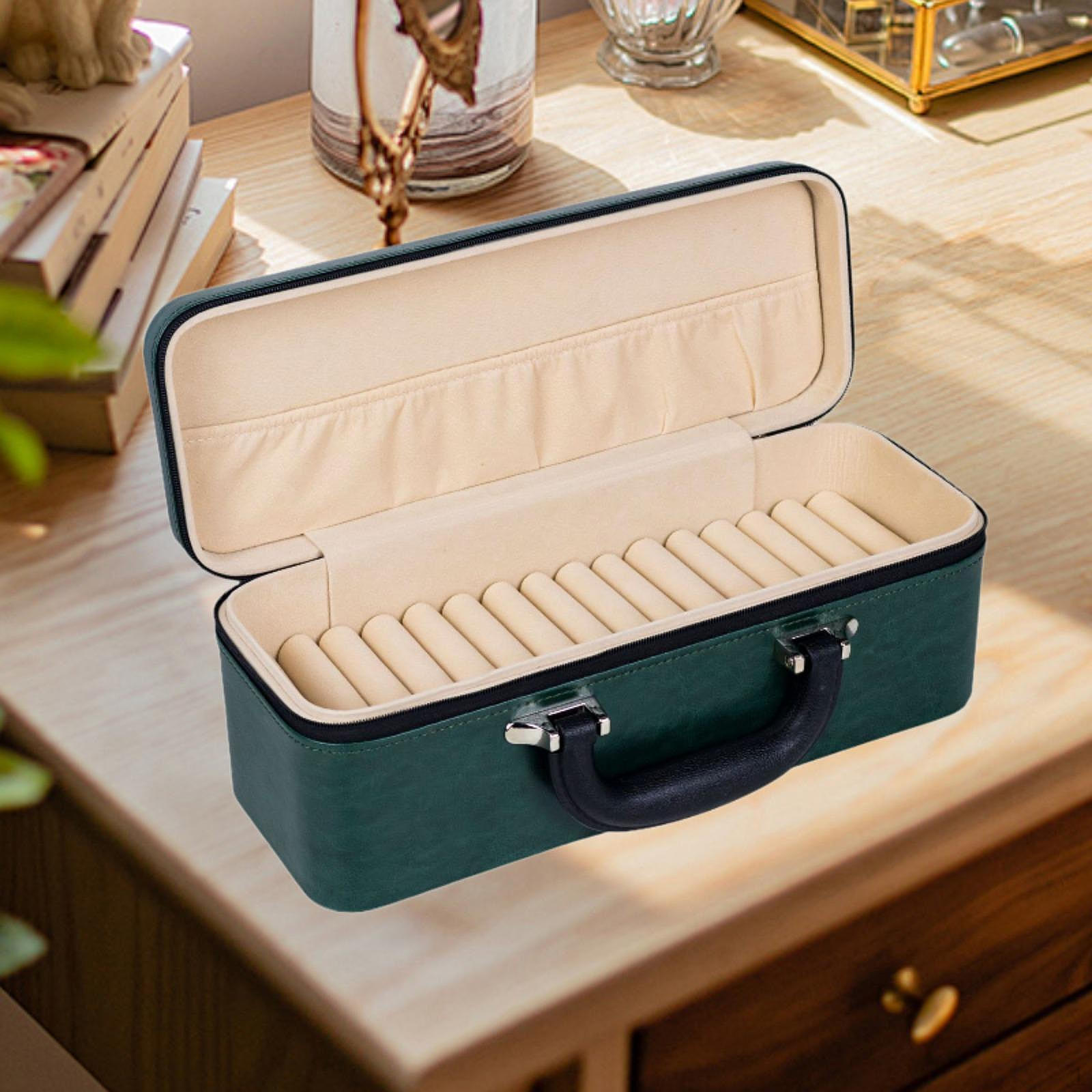 

Коробка для браслета Хранение браслета Несколько отделений Мягкая внутренняя подкладка Кожа PU Портативная ручка