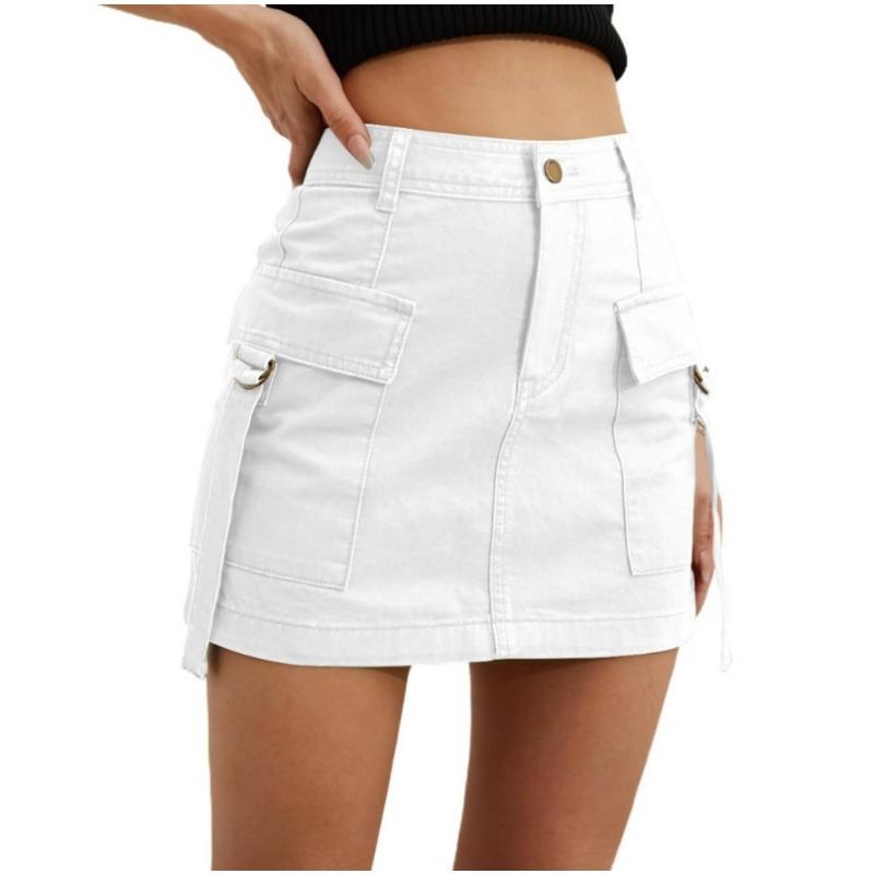 Fashion Summer Women's Short Cargo Skirts Pockets Solid Color Mini Casual Hip Lift Ladies Skirts Ladies Elegant Slim Fit Clothing