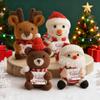 Christmas Positive Energy Doll Crochet Santa Claus Reindeer Handmade Knitting Dolls With Card Desktop Ornaments New Year Gift