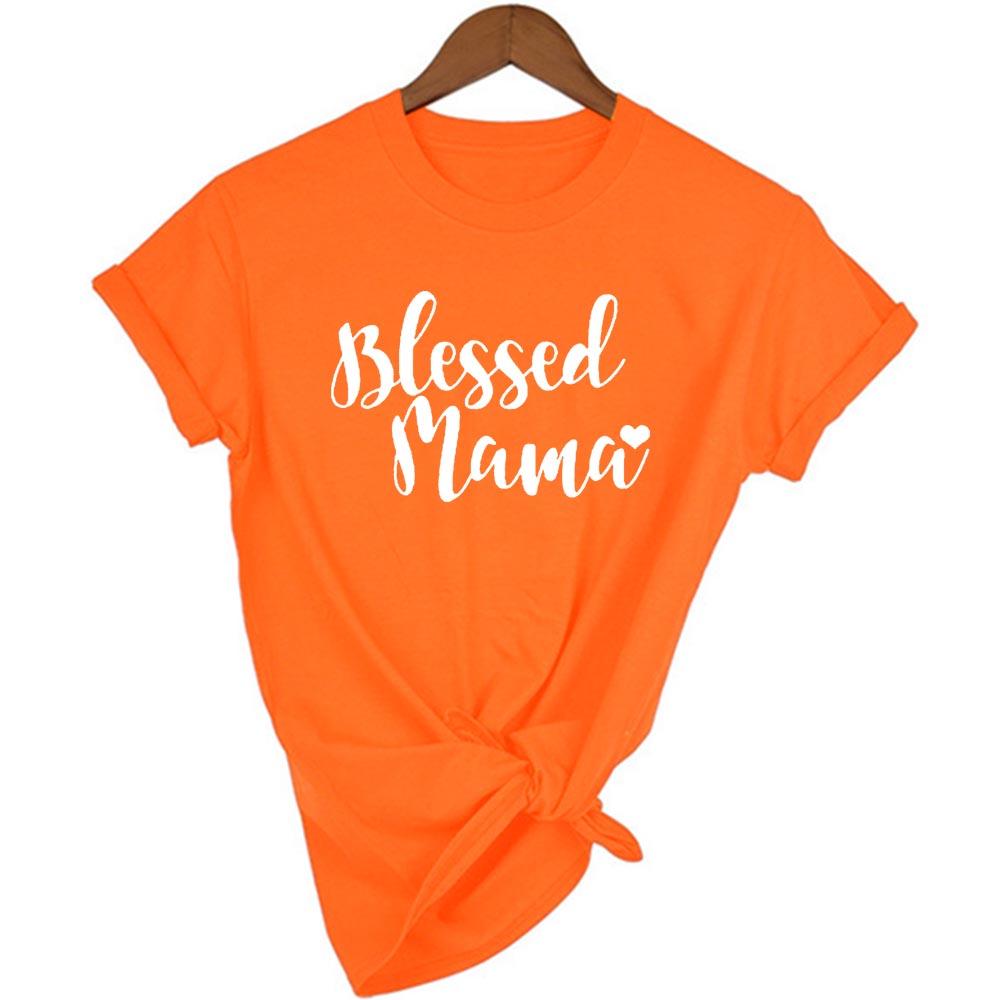 Blessed Mama Letters Print Short Sleeve Women Tshirt Casual Funny T Shirt Yong Lady Mom Life