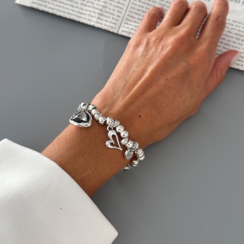 Retro Schwarzes Herz Anhänger Armband Verstellbare Kette Trendiger Kreativer Damen Party Schmuck Geschenk