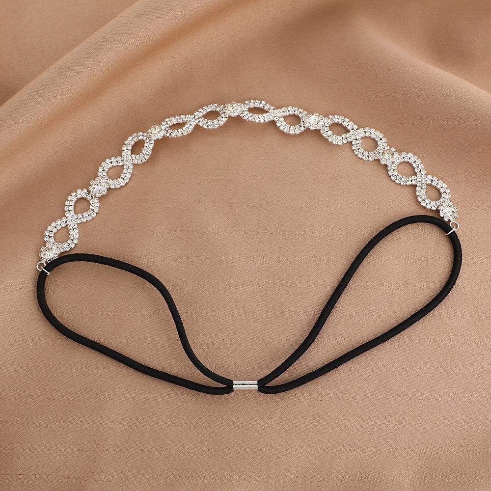 Handmade Silver Rhinestone Bridal Headband - Elastic Fashion Headdress