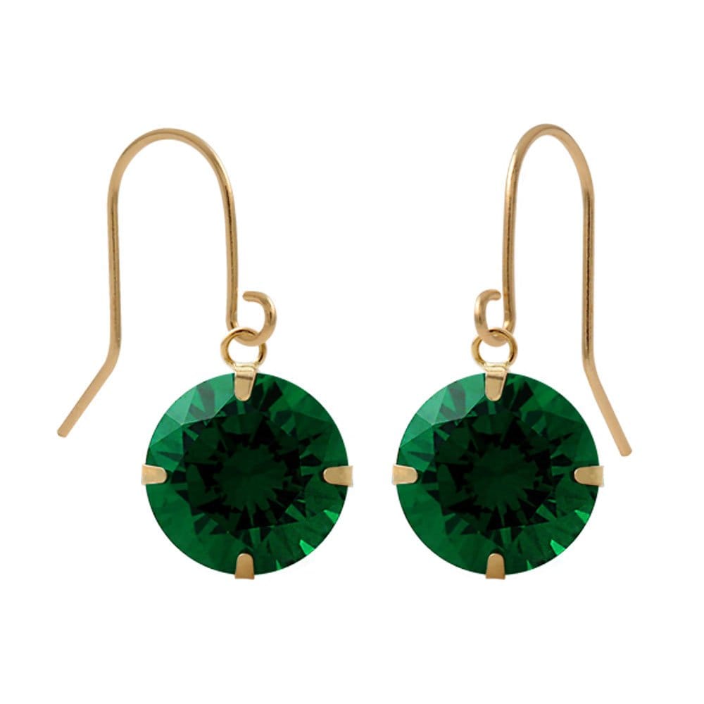 14K Gold Earrings May Emerald