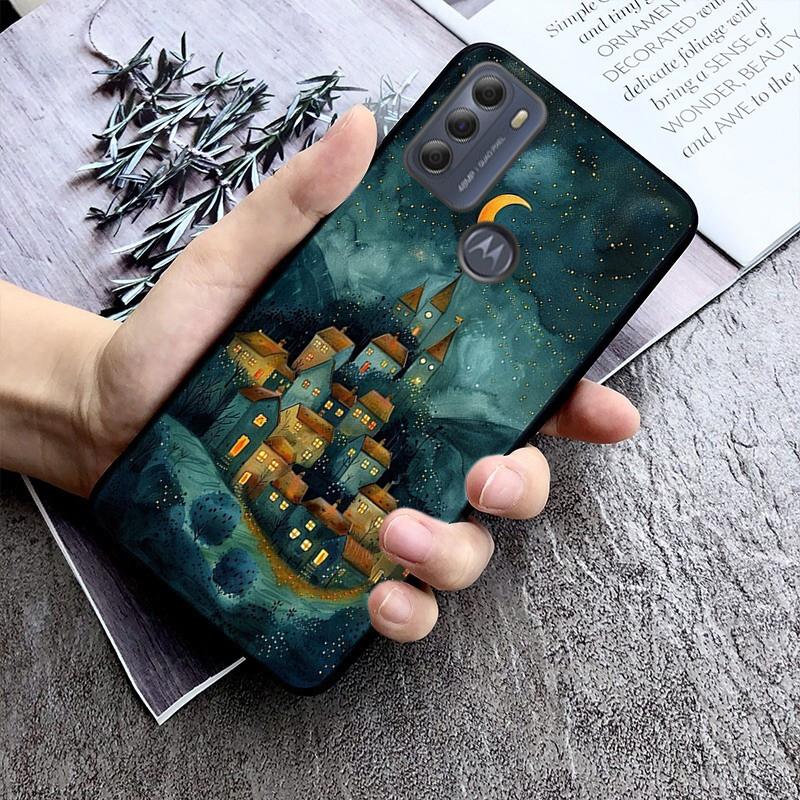 Phone Case For Moto G85 G55 G05 G14 G75 G31 G50 G10 G20 G30 G60 G13 G32 G84 G54 G53 G72 G24 Power House Night Light Moon Scenery