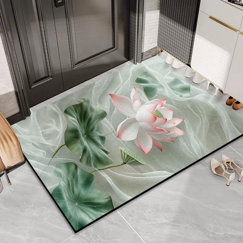 Door Lotus Silk Mat Household Door Door Dirt Mat Outdoor Dirt Resistant Dust Removal Can Be Tailored Carpet