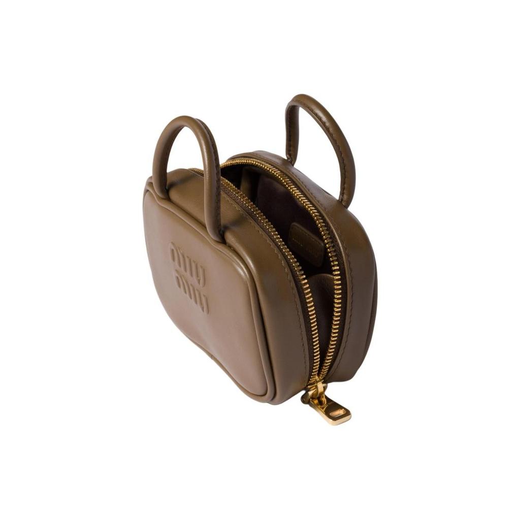 MIU MIU Miu Miu Trick Geprägtes Logo Reißverschluss Kalbsleder Taschenanhänger Münzbörse Regulär Damen Tundra