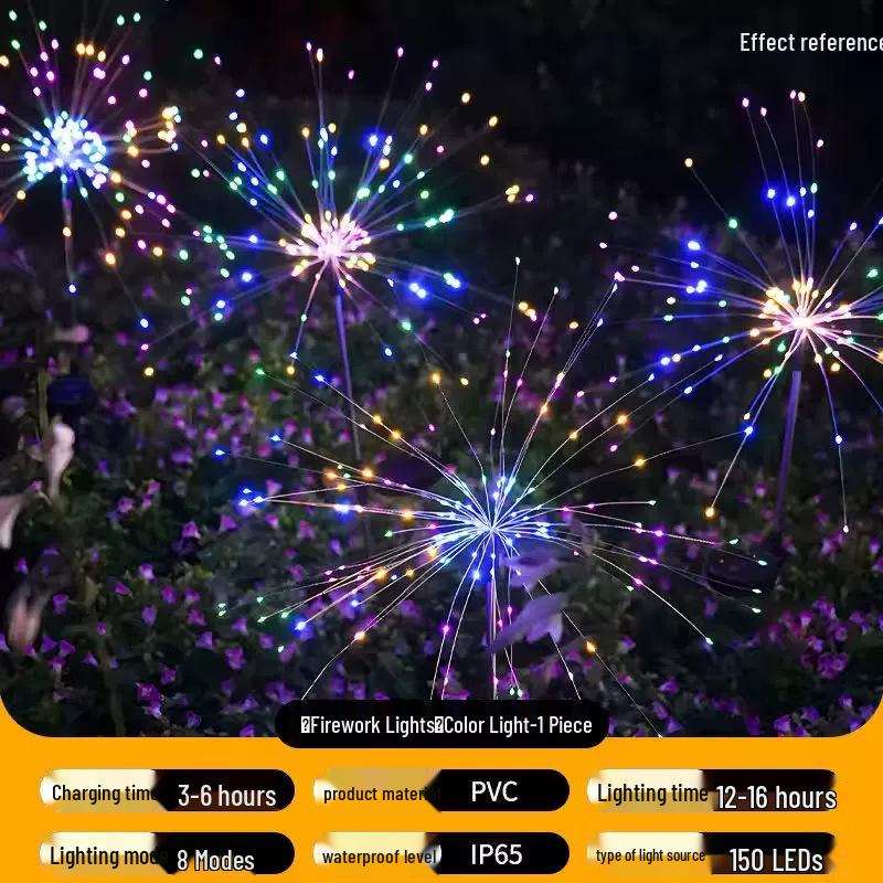 Waterproof LED Solar Firework Lights - Colorful Copper Wire for Outdoor Camping & Festival Decoration