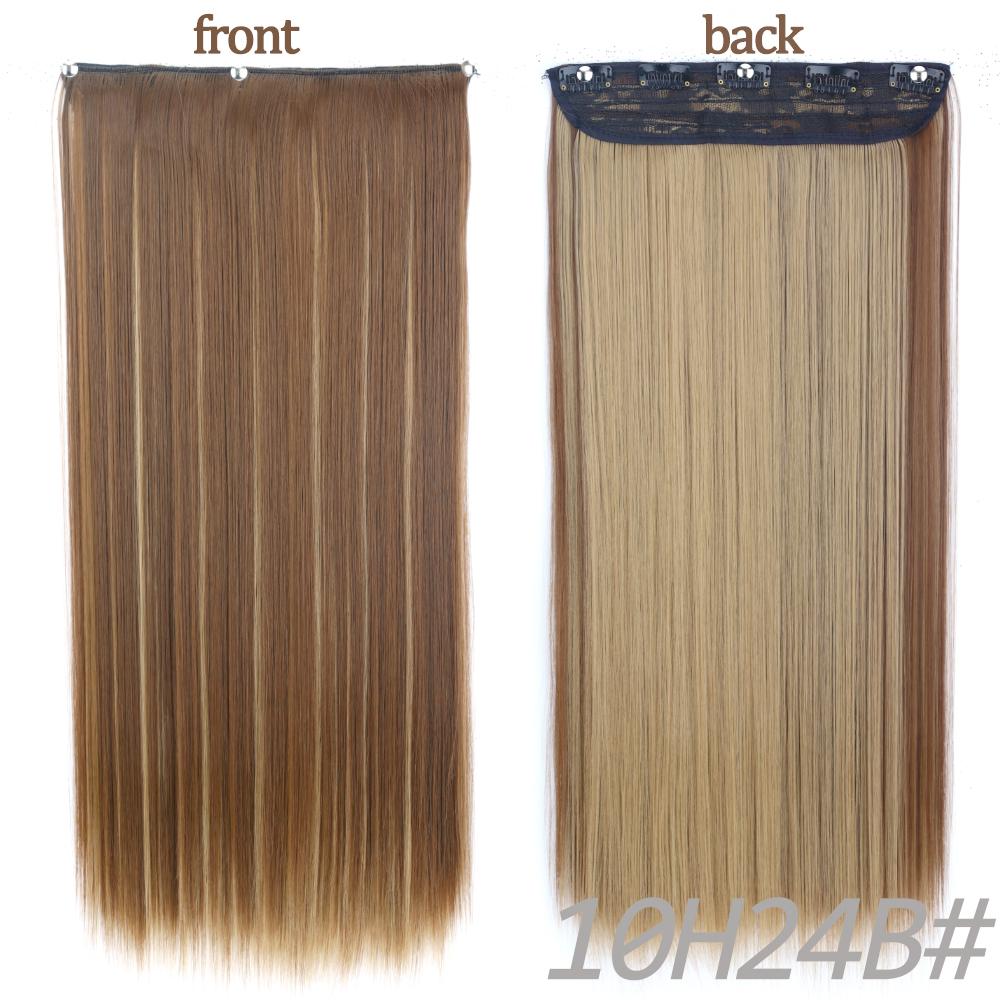MERISIHAIR Women Fashion Long Straight Synthetic Fiber Hair Extensions 5 Clips Invisible Hairpiece for Daily Wear