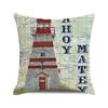 Watercolor Painting Nautical Lighthouse Ocean Seagull Boat Home Sofa Cushion Cover Home Decor Pillowcase