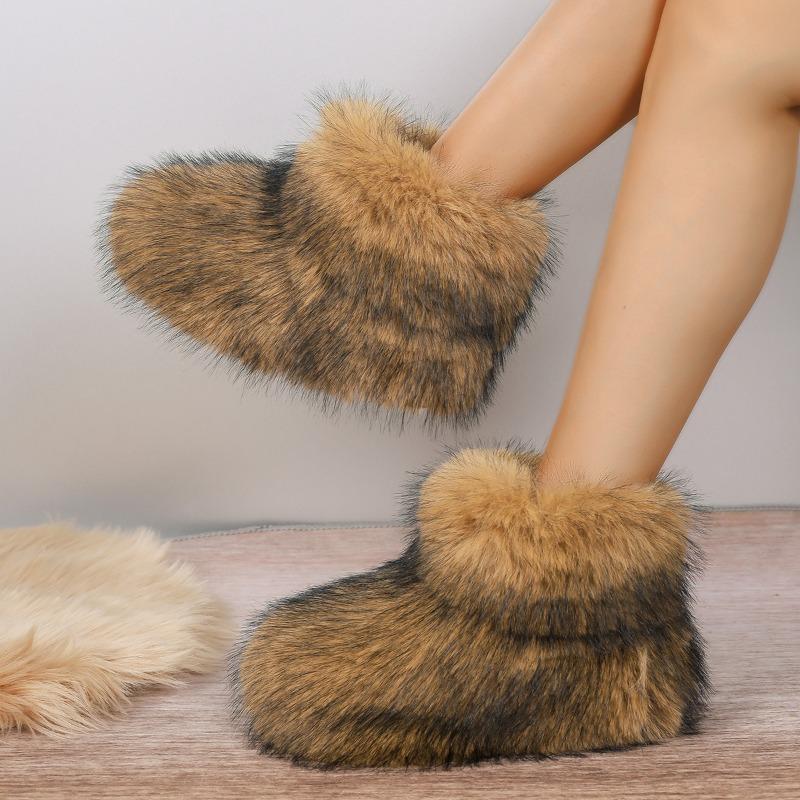 New Fashion Woman High Boots Over-the-knee Fur Snow Boots Women's Fashion Warm Wool-like Plus Velvet Padded Winter Boots 36-43