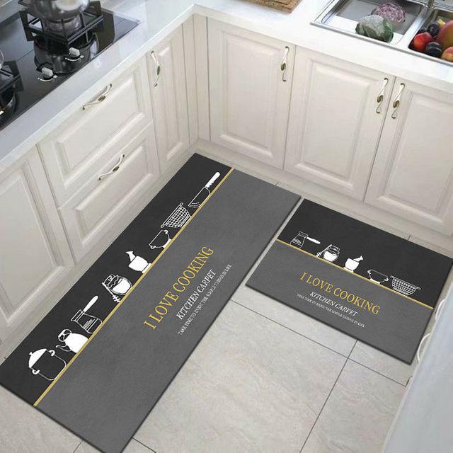 Washable Kitchen Floor Mat Parlor Carpet Bedroom Long Rug Bathroom Entrance Doormat Toilet Anti -Slip Anti -Fatigue Absorbent Mats 