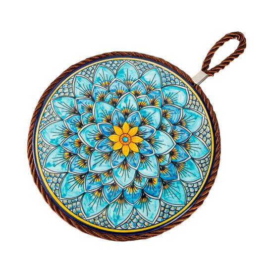 Decorative Heat Mat Vintage Ceramic Trivet, Resistant Pot Holder for Casserole Enamel Elegant Dining Placemat Cookware, Traditional Table Hot Dishes,