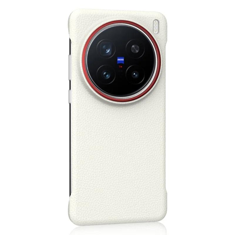 

X200S Plain Leather Phone Case for Vivo X200 Pro Mini X200 Ultra Slim Borderless Large Hole Len Anti-drop Hard Protective Cover X200