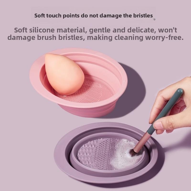 Make-up Pinsel Reinigungsset Beauty Schwamm Reinigungswerkzeug Puderquaste Reinigungslösung Trockenkorb Silikon Faltbare Waschschüssel