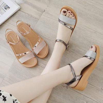 2025 Summer Mid-Heel Women's Soft-Soled Wedge Sandals for Middle-Aged Mothers