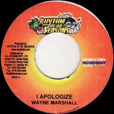 7inch Record WAYNE MARSHALL - I Apologize NONE Rhythm Of Da Se 2006 Jamaica Reggae, Ska & Dub Used