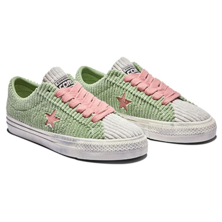 Converse One Star Pro Corduroy Comfort Retro Distressed Low-Top Canvas Shoes Unisex Green Pink (Unisex) Canvas Shoes A03755C