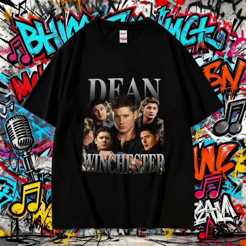 2025 Summe Dean Winchester Actor Graphic TShirt Unisex Fashion Retro Short Sleeve Tshirts Unisex 100 Pure Cotton Printed Tshirt