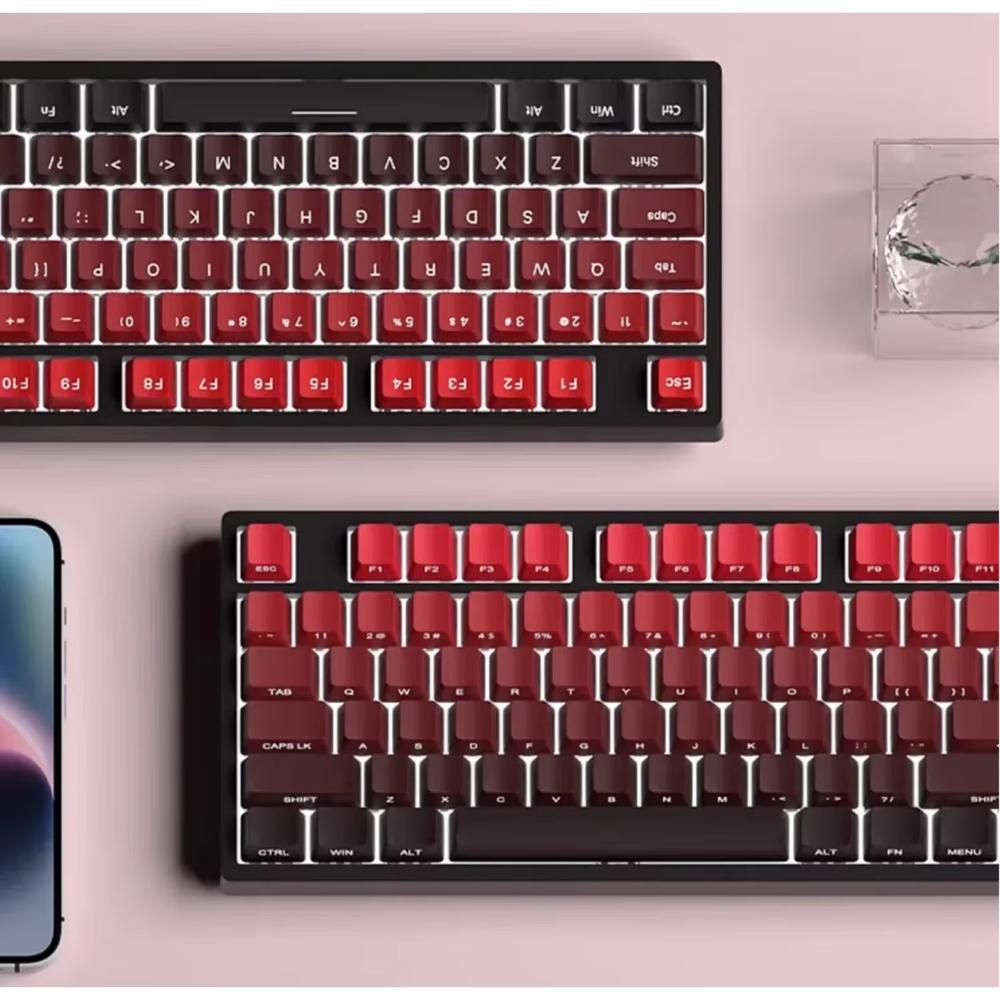 Xiaomi 2026 Keycap for 60/64/84/98/108 Gaming Mechanical Keyboard MX Switch 135 Keys OEM PBT Side Engraved Red and Black Gradient Color