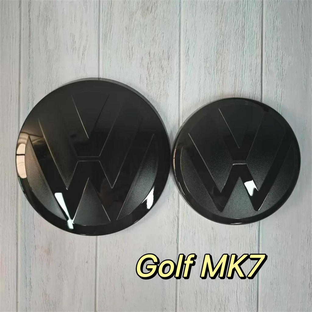 For VOLKSWAGEN VW ACC Compatible Gloss Black Front&Rear Logo Covers for VW Golf MK6 / 7 / 7.5 / 8 | Flat Emblem Overlay Easy Sna