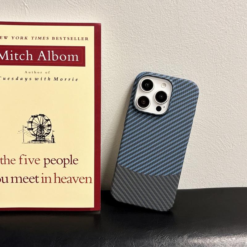 Carbon Fiber Kevlar Texture Hard Plastic Case For iPhone 14 15 11 12 13 16 Pro Max Plus Shockproof Protective Cover Fundas
