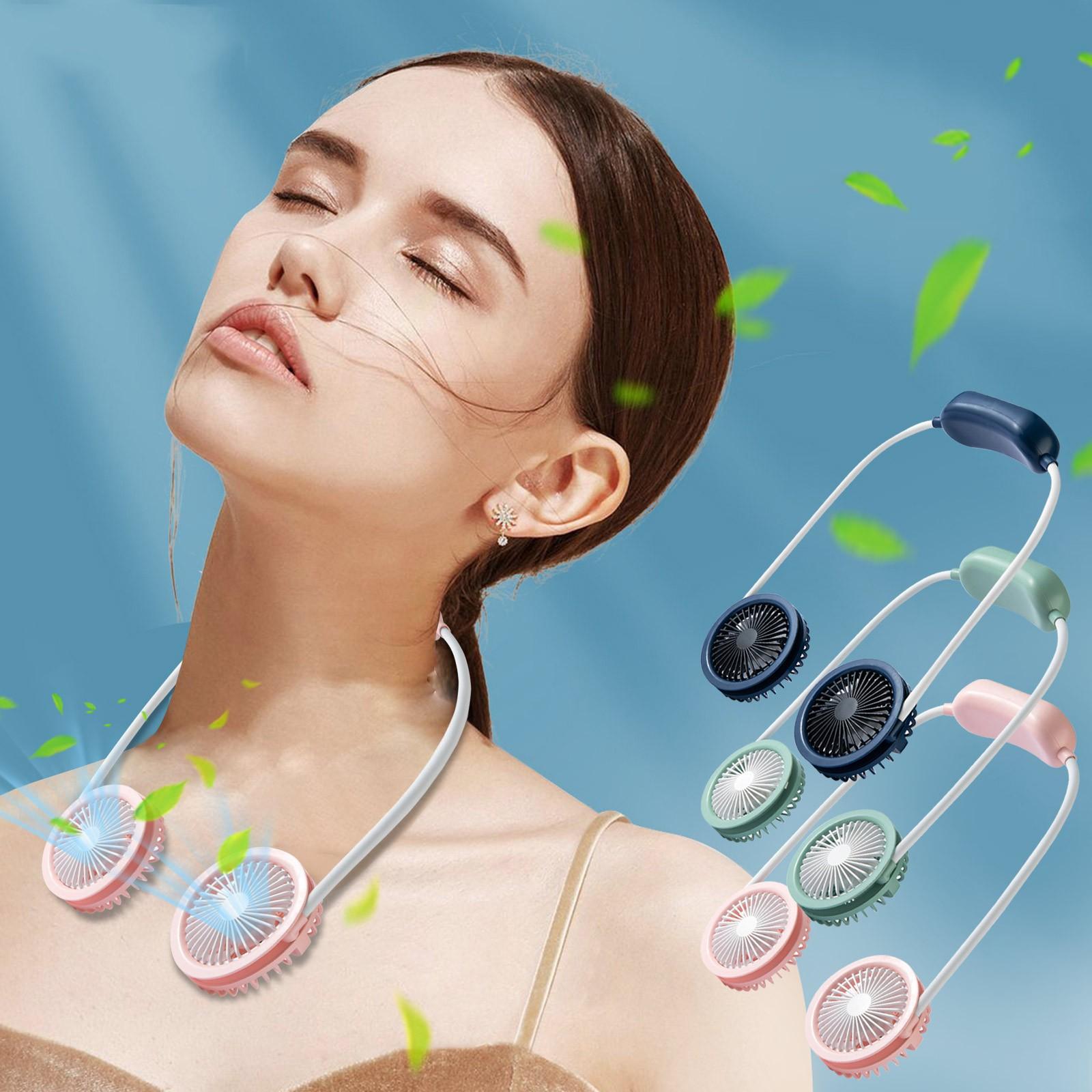 

Стильний портативний вентилятор, що висить на шиї. Невеликий міні-вентилятор, портативний кондиціонер для літа. One Size синій